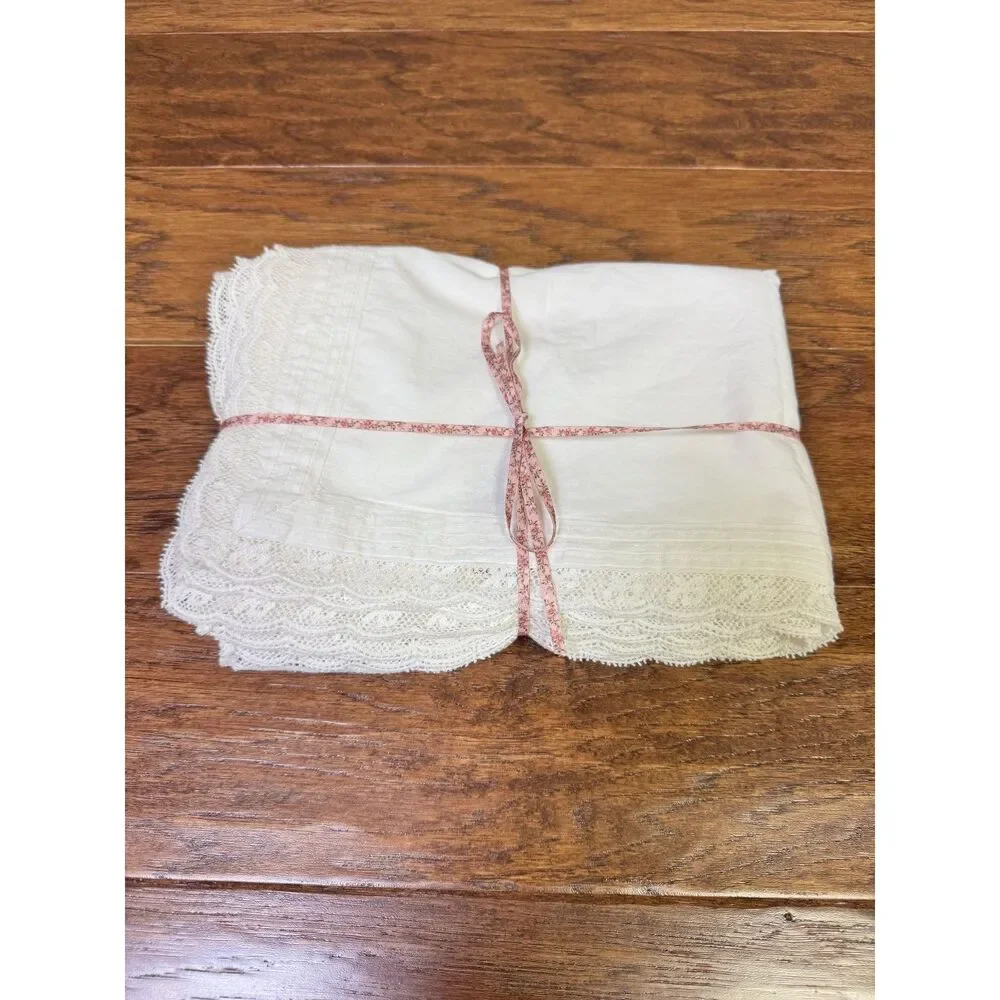 NEW - LOVE SHACK FANCY Victorian Place Mats, Set of 4, White, Cotton/Lace